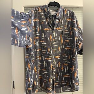 Columbia men’s Fish Pattern Button-Up Shirt size 3XB